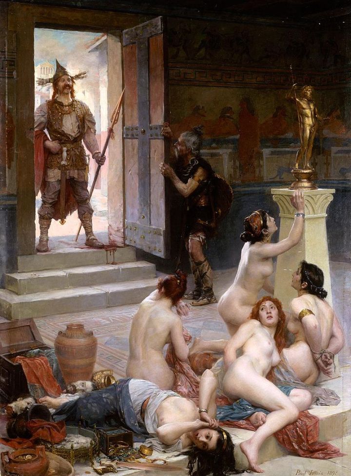 "Le Brenn et sa part de butin"  (Bran and his booty) by Paul  Jamin (1893).  Apparently the Celtic warlord's booty also included booty.