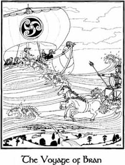 In the Voyage of Bran, he meets his brother upon the sea raveling by chariot across rolling meadows.  Go figure: it is Celtic myth at its  finest.