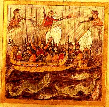 Naval Warfare fromRomanus Virgilius Folio 77r